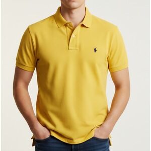 Polo Ralph Lauren Shirt Mens Medium M Yellow Short Sleeve Classic Fit Pony Logo‎